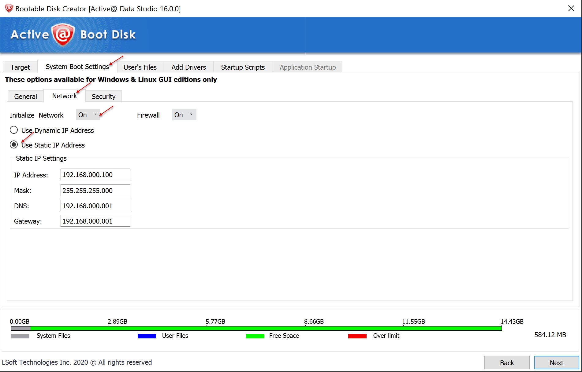 Active@ Boot Disk assign IP address